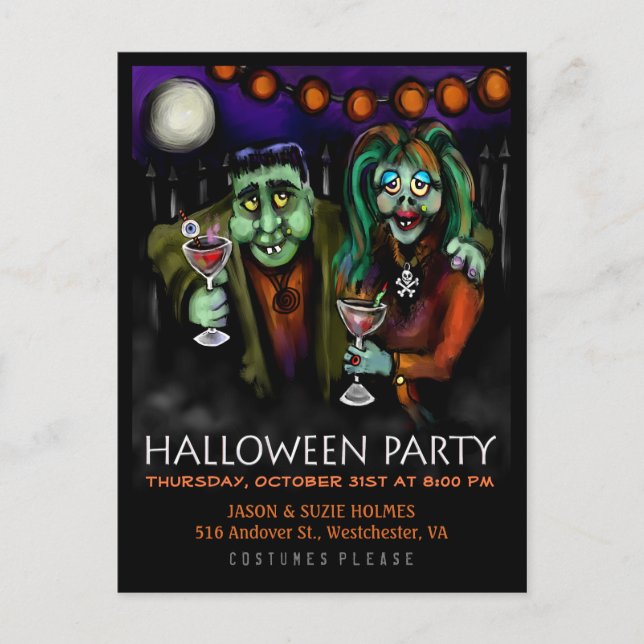 Einladung auf Postkarte - Frankenstein & Datum (Vorderseite)