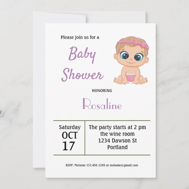 Einladung Baby Shower Girl Card (Vorderseite)