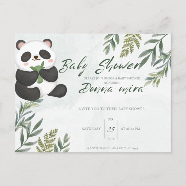 Einladung Babydusche, Tier, Panda Postkarte (Vorderseite)