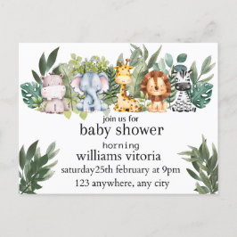 Einladung Babydusche, Tiere, Safari Postkarte