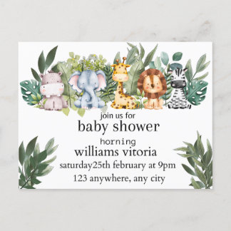Einladung Babydusche, Tiere, Safari Postkarte