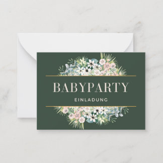 Einladung Babyparty – Gold Grün Floral Babyshower