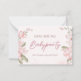 Einladung Babyparty – Pink Blumen Babyshower