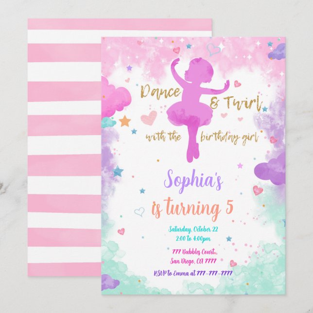 Einladung Ballerina (Vorne/Hinten)
