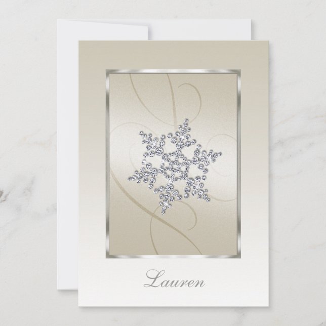 Einladung Bat Mitzvah Crystal Snowflake (Vorderseite)