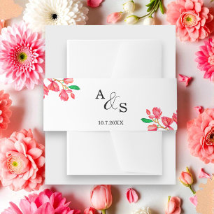 Einladung Bauchband, Hochzeitpink, Weiß Einladungsbanderole