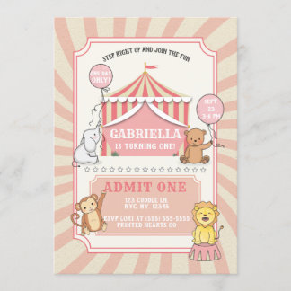 Einladung bei Tieren | Vintag rosa