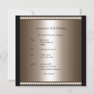 Einladung Birthday Bronze Black Rose Bow