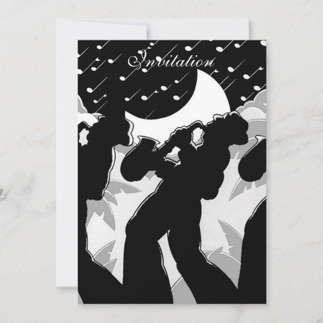 Einladung Black and White Jazz (Vorderseite)