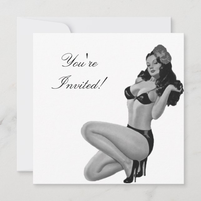 Einladung Black & White Style Button-Up Girl 20 (Vorderseite)