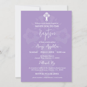 Einladung Bloral Cross Taufe Lilac