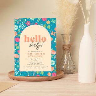 Einladung, Blumen auf hellblau (jedes Alter!) Einladung