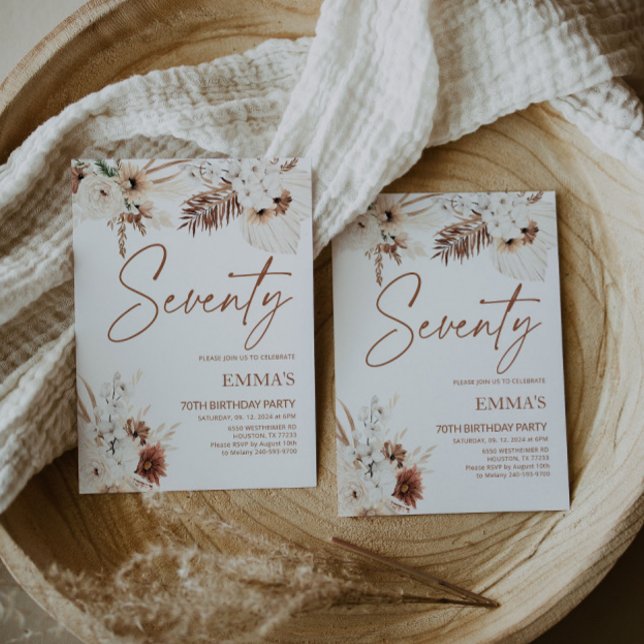 Einladung Boho Pampas zum 70. Geburtstag (Von Creator hochgeladen)