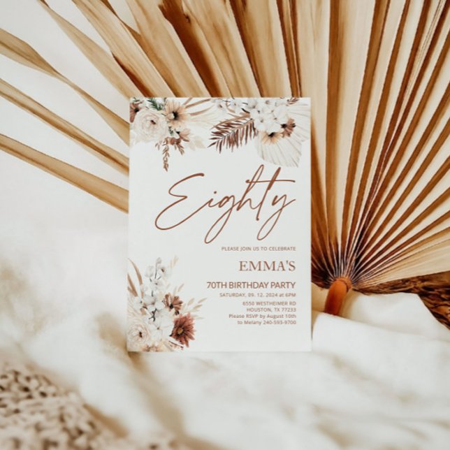 Einladung Boho Pampas zum 80. Geburtstag (Von Creator hochgeladen)