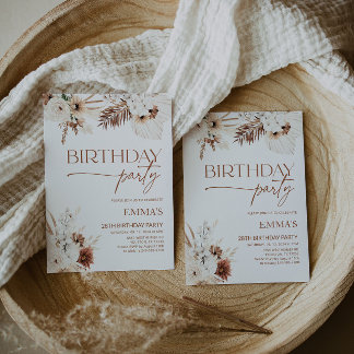 Einladung Boho Pampas zum Geburtstag