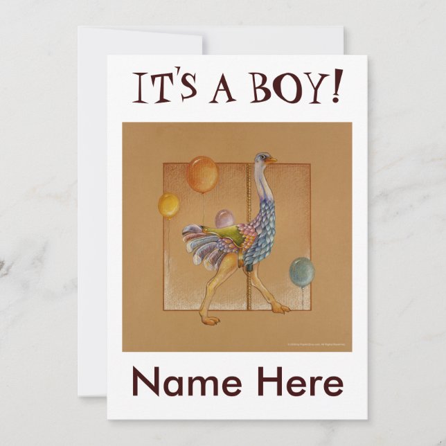 Einladung - Carousel Ostrich (Vorderseite)