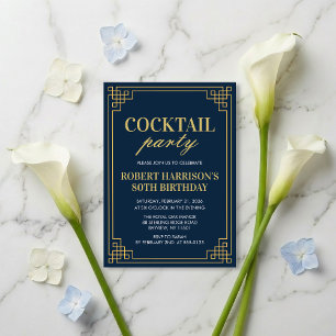 Einladung Cocktailparty Marine Gold 80. Geburtstag