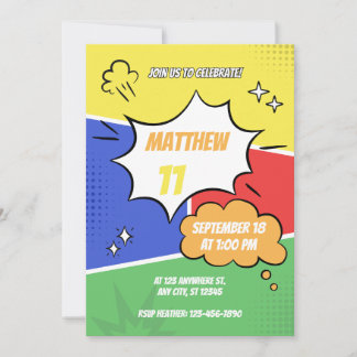 Einladung - Comic-Buchstil - Namensalter anpassen