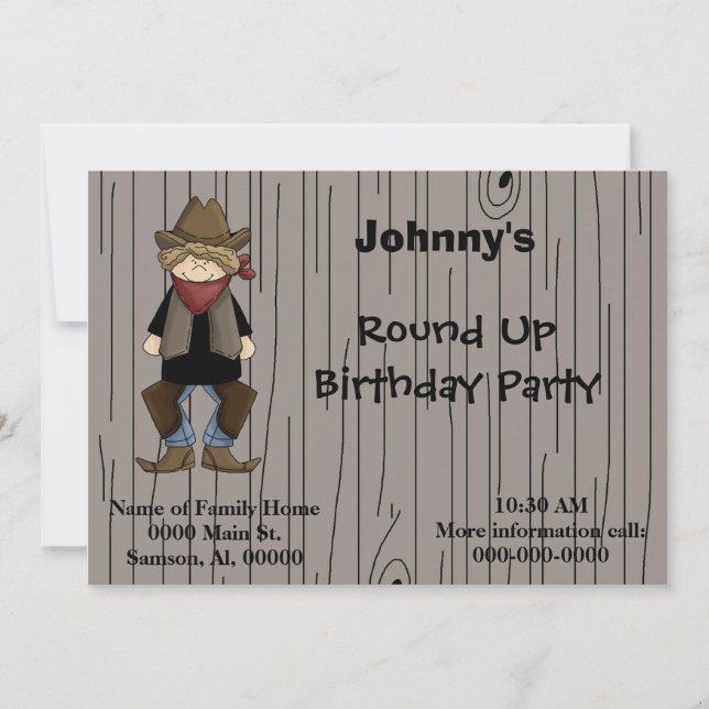 Einladung Cowboy Geburtstagsparty (Vorderseite)