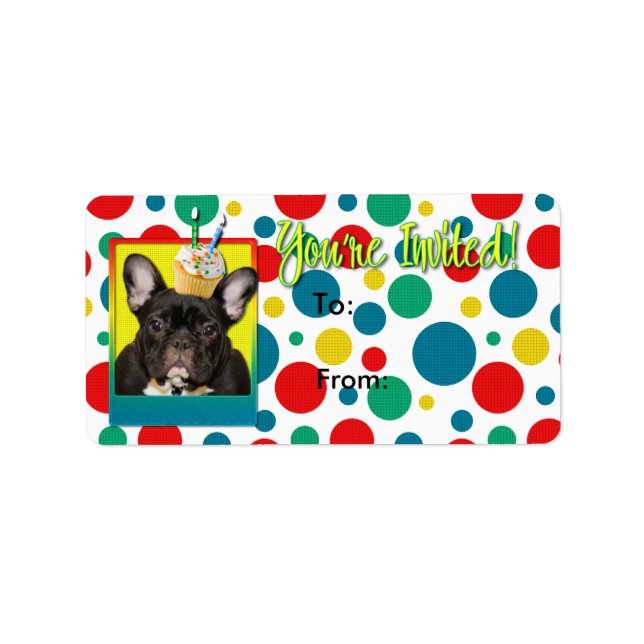 Einladung Cupcake 2 Jahre alt - Französischer Bull Adressaufkleber (Vorne)