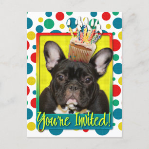 Einladung Cupcake - French Bulldog - Aquamarin