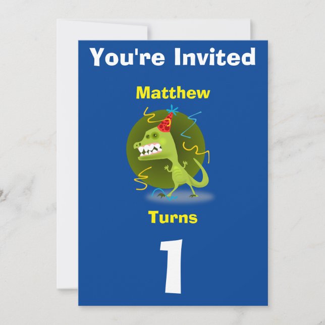 Einladung Custom Dinosaurier - Geburtstag hinzufüg (Vorderseite)
