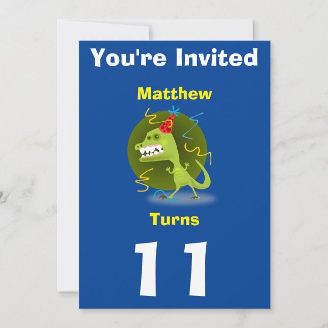 Einladung Custom Dinosaurier - Geburtstag hinzufüg (Vorderseite)