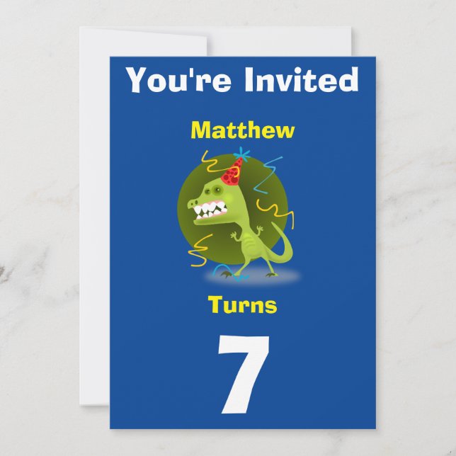 Einladung Custom Dinosaurier - Geburtstag hinzufüg (Vorderseite)