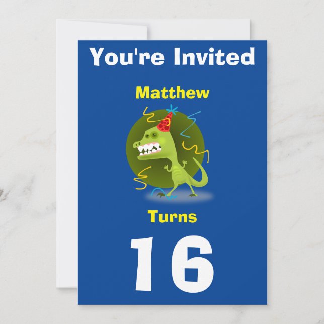 Einladung Custom Dinosaurier - Geburtstag hinzufüg (Vorderseite)