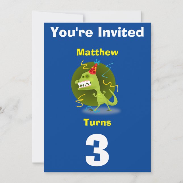 Einladung Custom Dinosaurier - Geburtstag hinzufüg (Vorderseite)