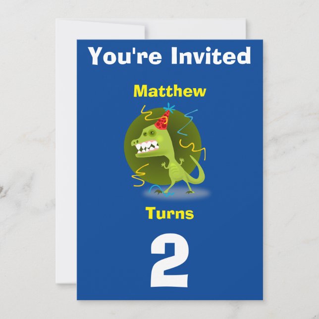 Einladung Custom Dinosaurier - Geburtstag hinzufüg (Vorderseite)
