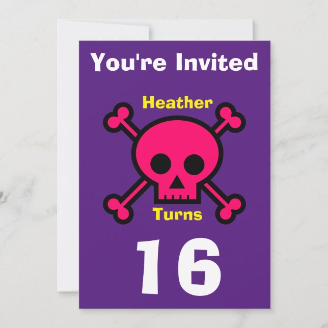 Einladung Custom Skull- Geburtstag hinzufügen Name (Vorderseite)