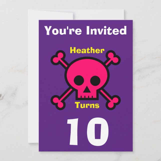 Einladung Custom Skull- Geburtstag hinzufügen Name (Vorderseite)
