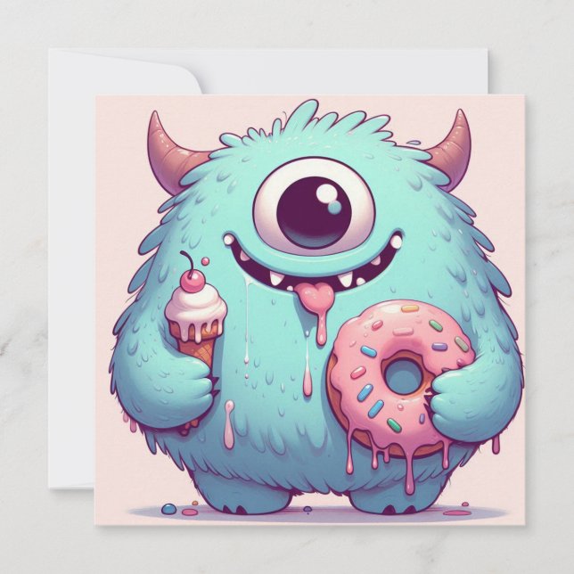 Einladung "Das gierige Monster" (Vorderseite)