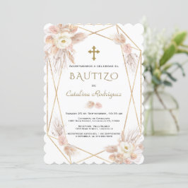 Einladung De Bautizo Pampas Grass Gold Taufe