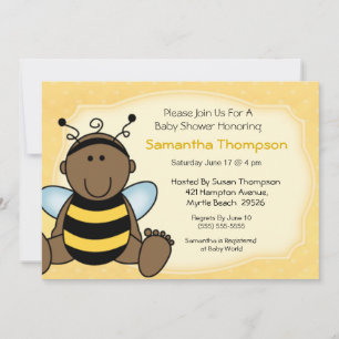 Einladung der Afroamerikanerin Bee Baby Shower