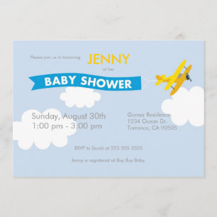 Einladung der Airplane Babydusche