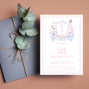 Einladung der Alice im Wunderland Monogramm Wappen