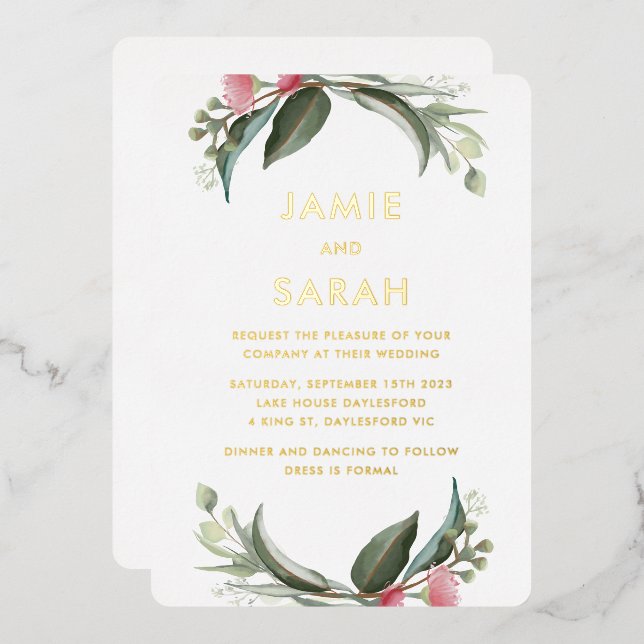 Einladung der australischen Native Gum Blossom Foi (Vorderseite/Rückseite)