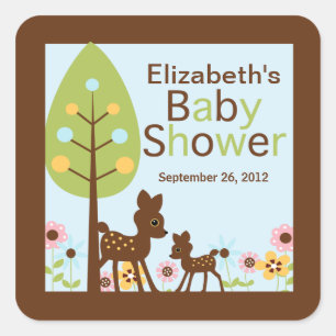 Einladung der Baby Deer Boy Baby Dusche Quadratischer Aufkleber