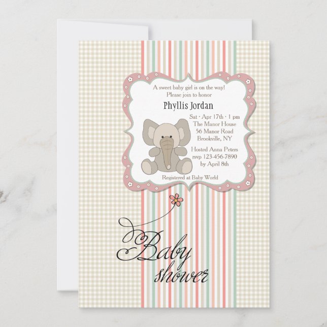 Einladung der Baby Elephant Dusche (Vorderseite)