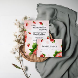 Einladung der Babydusche - eine kleine Erdbeere