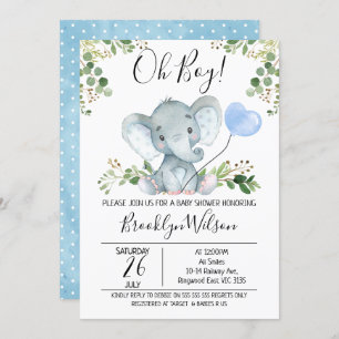 Einladung der Babydusche "Elephant Watercolor"