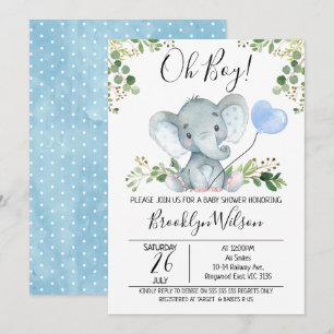 Einladung der Babydusche "Elephant Watercolor"