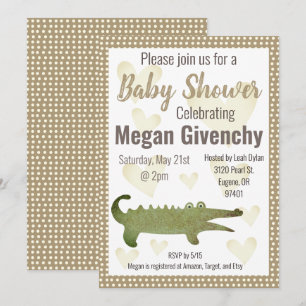 Einladung der Babydusche "Neutral Sepia Alligator"