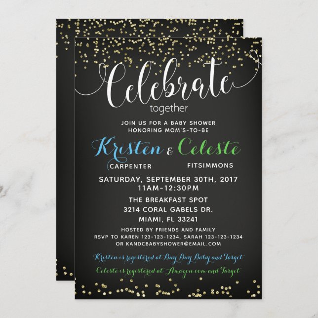 Einladung der Babydusche von Boys Combined Joint F (Vorne/Hinten)