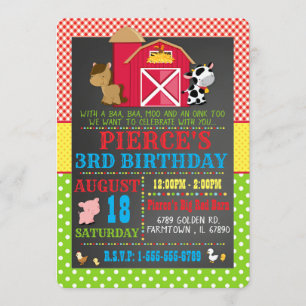 Einladung der Barnyard Farm Animal Birthday Party