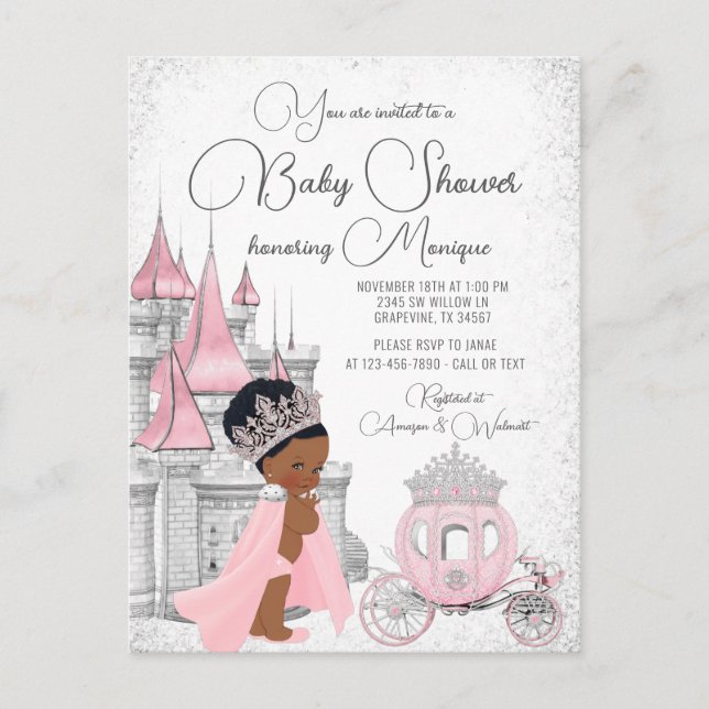 Einladung der Black Princess Baby Dusche Postkarte (Vorderseite)