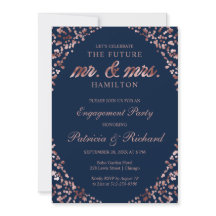 Einladung der Blue Rose Gold Engagement Party