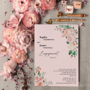 Einladung der Blush Floral Pink Engagement Party